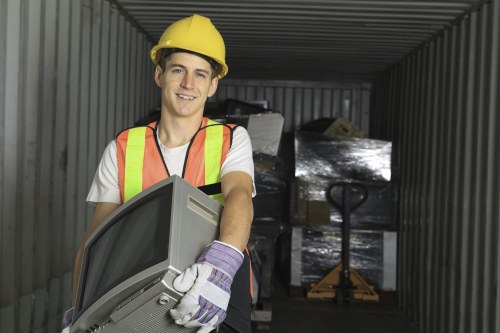 Workers managing builders waste at a Pimlico site